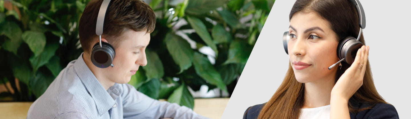 a woman wearing headphones