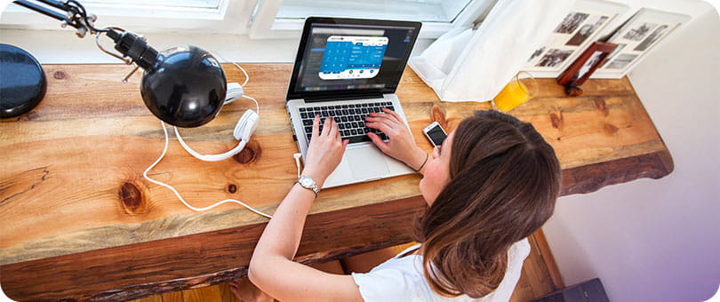 IP Desktop Softphone young woman home working web body copy image 810x540