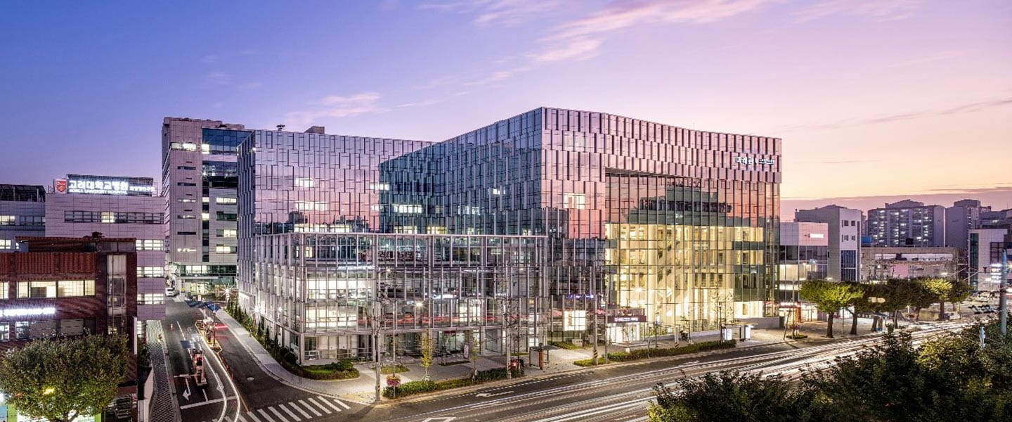 Korea University building in sunset