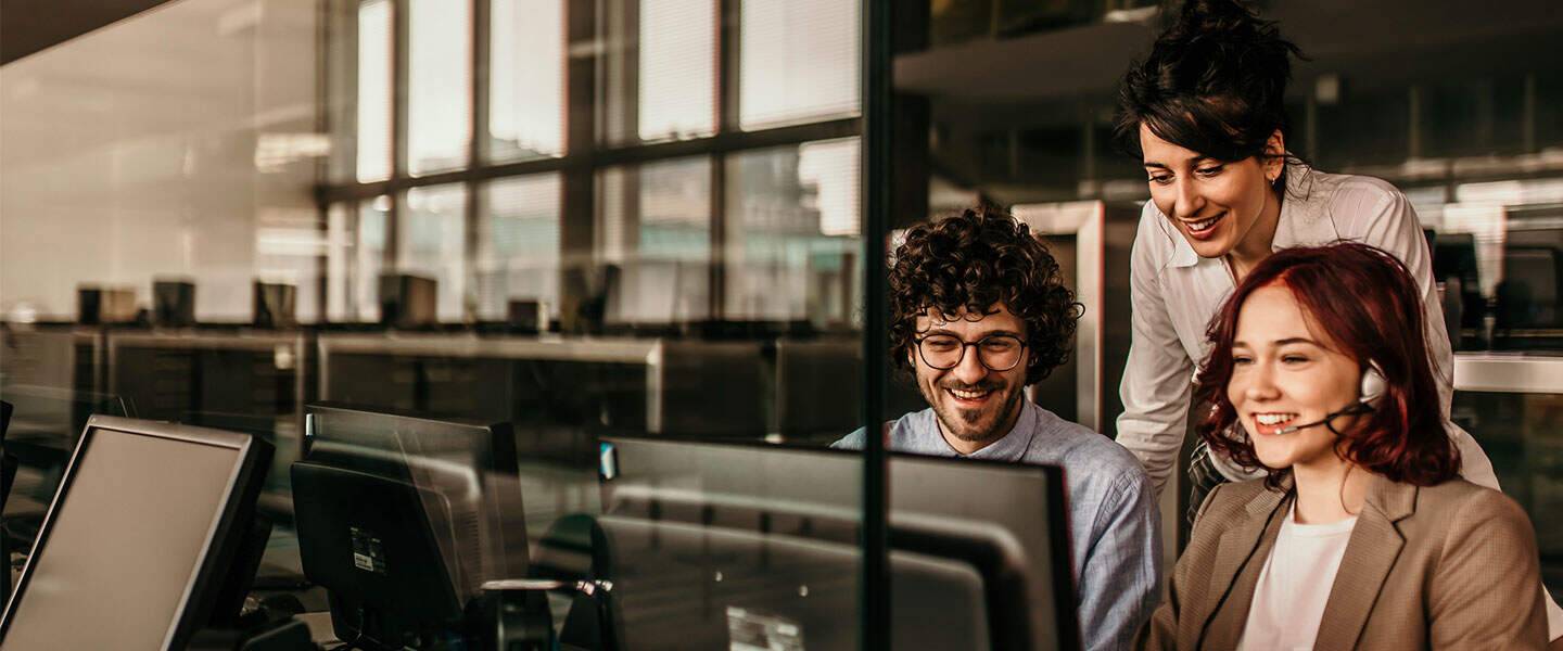 a few people working in an office