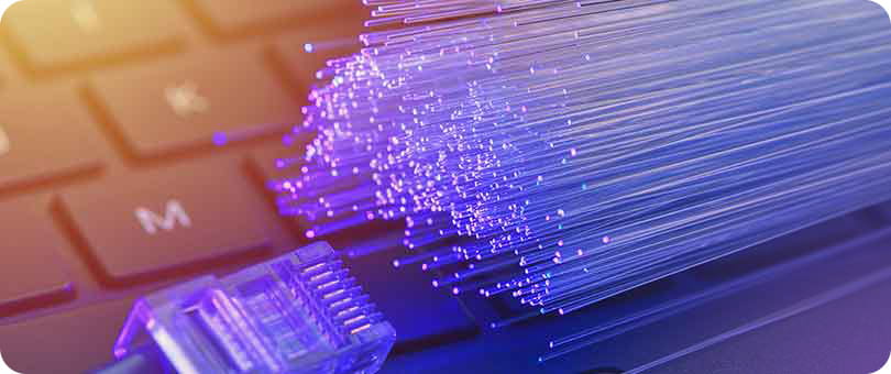 optical fiber cables on keyboard