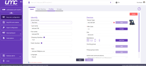 UMC web management interface UMC web management interface